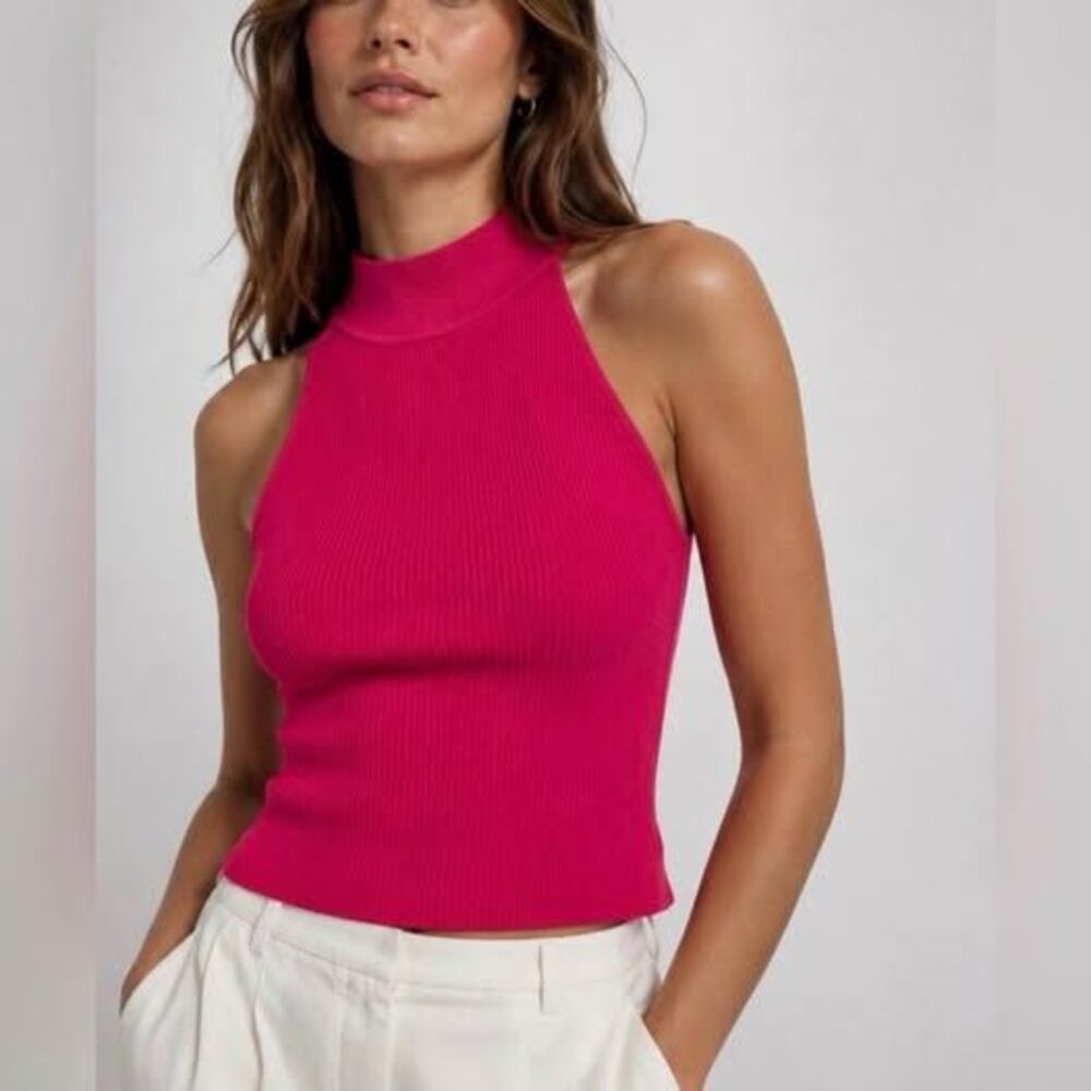 Aritzia Babaton Pink Sculpt Knit Halter Size S